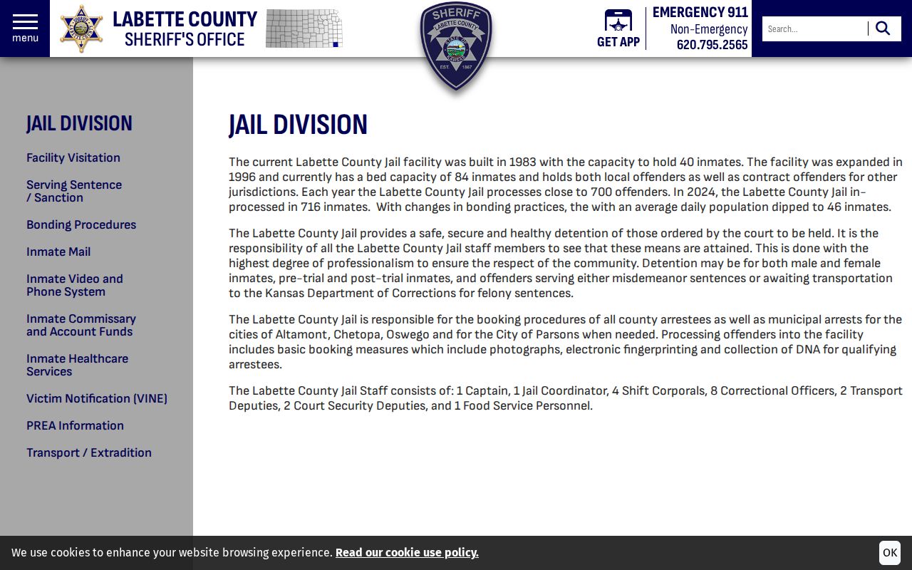 Official Labette County Jail Division page
