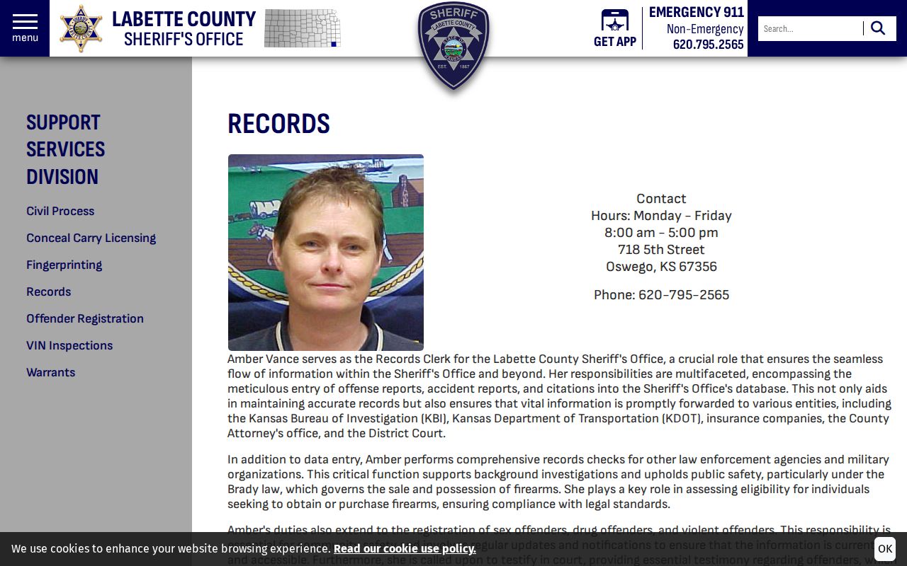 Labette County released inmate booking photo records request